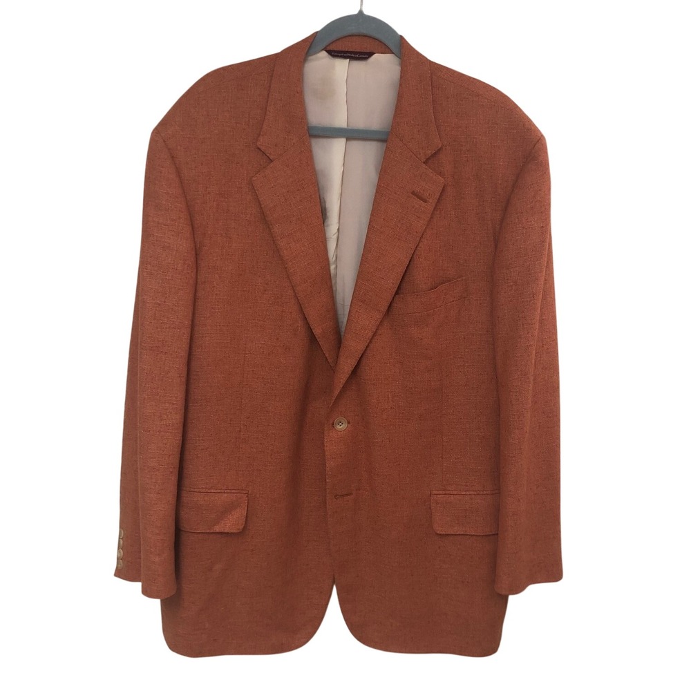 Vintage Samuelsohn Sport Coat Blazer Silk Cashmere Italian Terracotta Men 48R